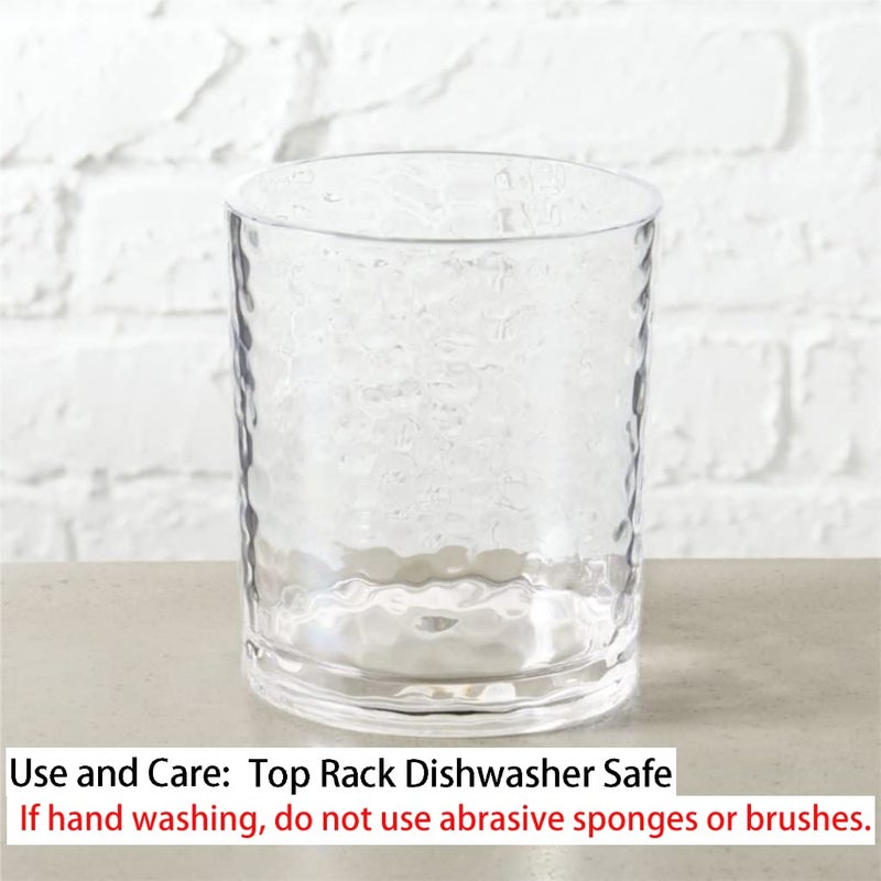 KX-WARE 14-ounce Acrylic Glasses Plastic Tumbler, set of 6 Clear - Hammered Style, Dishwasher Safe, BPA Free - Image 3